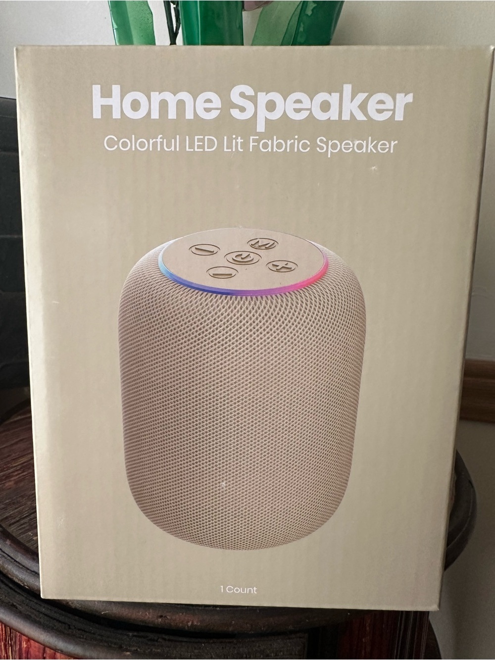 Home Speaker Colorful LED Lit Fabric Speaker - Beige